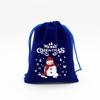 Atacado Sacos de Presente de Doces de Natal Véspera de Natal Embalagem de Maçã Saco de Armazenamento Azul Royal Tecido Flocado Cordão Aba Bolso Calças