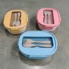 Lonchera de plástico estilo Nuevo Nórdico con cuchara, tres compartimentos, lonchera para estudiantes y trabajadores de oficina, hermética, para conservar alimentos