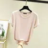 Nueva camiseta de modal de manga corta con cuello redondo para mujer, fina y adecuada para usar como capa exterior, se puede usar como capa base o combinar con tops casuales de talla grande