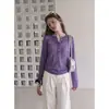 Camiseta fina elegante estilo coreano com decote V para mulheres, outono de 2026, tamanho plus size, top base versátil de manga longa com proteção solar