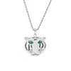 Collar con colgante de cabeza de león con ojos verdes de diamante de aleación de hip-hop europeo y americano, accesorios de colgante de personalidad de moda, joyería con colgante