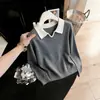 Suéter de punto cálido de manga larga, con cuello en V suave y acogedor, de bloques de color, inspirado en el diseño Otoño/Invierno 2026