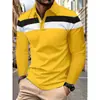 Ropa de hombre de manga larga transfronteriza Amazon casual de negocios para hombre con cuello camisero estampado digital camisa POLO