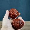 Bolas da Saúde do Zodíaco Chinês em Huanghuali Bolas Esculpidas à Mão para Fitness e Entretenimento, Peças Portáteis Esculpidas em Madeira Maciça