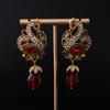 Pendientes Elegantes de Cisne Vintage Pendientes Retro de Palacio de Lujo Ligero con Aspecto Antiguo Pendientes Artísticos de Gama Alta Incrustados con Diamantes