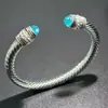 Pulseira de Cabo Torcido em Aço Inoxidável David, Design Único de Luxo de Alto Padrão, Pulseira Aberta, Disponível Exclusivamente na Amazon