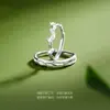 Anillos de Pareja de Plata S925 de Muérdago para Hombres y Mujeres Nuevos Anillos Festivos Anillos de Pareja de Alta Gama Regalos
