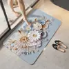 Alfombra de Piso para Baño Floral Tridimensional, Felpudo Antideslizante para Puerta de Baño, Alfombrilla Absorbente Fácil de Cuidar, Lodo de Diatomeas Venta Caliente Transfronteriza