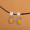 Aretes de Plata 925 con Cera de Abeja Estilo Tejido Moda Fideos de Huevo Estilo Étnico Vintage Aretes Sencillos Alto Estilo