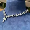 Collar Cruzado de Hip-Hop Full Diamante para Hombre, Cadena Cubana de Aleación con Pedrería, Cadena para Clavícula de Personalidad de Moda para Mujer, Estilo Europeo y Americano