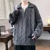 Suéter moderno estilo Hong Kong de imitación de dos piezas con solapas para hombre, nuevo de otoño e invierno, casual, holgado, talla extra, tejido interior versátil