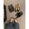 Sandalias Planas de Tacón Grueso para Mujer 2025 Verano Nuevas de Nicho Versátiles Sandalias de Tira Dedo Estampado de Leopardo Punta Cuadrada Zapatos de Moda