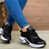 Punta Redonda Estilo Nuevo Transfronterizo de Caña Baja Zapatos de Papá de Moda Tacón Medio Zapatos de Una Sola Suela Talla Grande para Mujer Cordones Europeos y Americanos Superficie de Malla Casual Deportivo