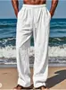 2025 Novos Calças Casuais de Verão Havaianas Masculinas Bolso Cordão Cintura Elástica Liso Confortável Respirável