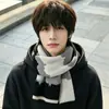 Bufanda de Punto para Mujer Invierno Doble Cara Bloque de Color Cachemir Sintético Engrosada Cálida Estilo Coreano Versátil Protección contra el Frío Protector de Cuello Braga para Cuello Hombre