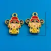 Guochao Shajin Conejo Ye Agujero Pasante Cuenta León Borla Colgante Agujero Pasante Dios de la Riqueza Joyería Tejida a Mano DIY Accesorios