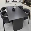 Mesa de Jantar em Ardósia Preta Mesa de Jantar de Luxo Leve Moderna e Conjunto de Cadeiras Pequeno Apartamento Simples Estilo Italiano Mesa de Jantar Doméstica Retangular