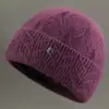 Novos Chapéus de Inverno para Mulheres de Meia-Idade e Idosas, Chapéu de Lã Tricotado Quente com Veludo Extra para Mãe, Chapéu de Algodão Pulôver para Senhora Avó