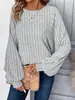Nuevo jersey casual de punto cómodo de manga larga con diseño de murciélago, cuello redondo, para mujer, otoño/invierno 2025, europeo y americano, transfronterizo