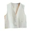 Chaqueta chaleco de cuello en V negra de alta gama para mujer, colección principios de otoño 2026, talla grande, corte holgado, efecto adelgazante, perfecta para usar en capas, top sin mangas