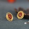 Pendientes de plata de ley S925 con ágata roja del sur y jaspe Hotan para mujer, sencillos, geométricos, irregulares, con personalidad creativa y elegante.