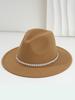 Unissex Estilo Britânico Topper Chapéu De Cowboy Do Vintage Chapéu Branco Pérola Strass Acessórios Cinto Para Presentes De Casamento