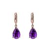 Desejo brincos de ametista com incrustação de diamante para mulheres da Amazon, nova moda europeia e americana, brincos de diamante roxo em formato de gota, joias