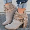 Juti spot comercio exterior 35-43 talla grande otoño e invierno Nuevo wish tacón grueso botas de cuero para mujer fabricantes botas de cuero para mujer