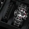 Set de Pulsera de Reloj para Hombre de 2 Piezas de Venta Caliente Transfronteriza, Reloj de Cuarzo Luminoso de Moda y de Gama Alta para Hombre