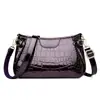 Bolsa Transversal de Couro Patenteado com Padrão de Crocodilo para Mulheres 2026 Nova Moda Versátil Bolsa de Ombro Casual Bolsa de Couro Macio para Mães de Meia-Idade