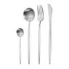 Conjunto de Talheres de Aço Inoxidável 304 Transfronteiriço Acabamento Escovado Faca, Garfo e Colher Portugueses Espessos Conjunto de Talheres Nórdicos para Comida Ocidental Faca e Garfo para Bife