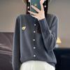 Cárdigan de punto para mujer con bordado, suéter de cuello redondo, chaqueta, nuevo estilo de otoño, corte holgado, terciopelo Andy, top estilo Chanel