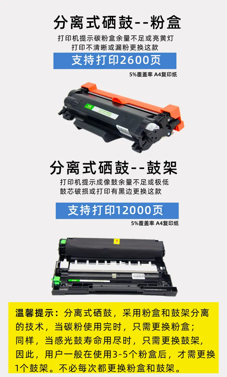 分离式硒鼓温馨提示