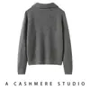 Cárdigan de cachemir nuevo para mujer, otoño e invierno, con cuello de solapa y doble cremallera, suéter gris, estilo casual, versátil, abrigo engrosado