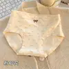 Ropa interior para mujer de talla grande de algodón puro con estampado retro 10A Antibacteriana Entrepierna extendida Elástica Ajustada a la cadera Bragas florales para niñas