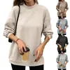 Amazon Europa América Comercio Electrónico Transfronterizo 2026 Otoño Invierno Nuevo Color Sólido Cuello Medio Alto Holgado Manga Larga Camiseta Superior Mujer