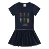 Vestido de Verão 2026 Novo Estilo Coreano para Crianças, Manga Curta, Algodão, com Bordas Franzidas e Pregas, Estiloso e Leve