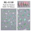 Pegatinas de Mariposa Verde Primavera para Uñas con Relieve Pegatinas de Uñas 3D a Cuadros de Tulipán Fresco Estilo Sl