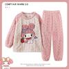 Pijama infantil flanela roupa de casa fleece manga longa pijama de menina gola redonda pulôver fleece coral desenho animado pode ser usado fora