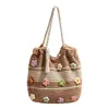 Bolsa de Tecido Artesanal Minimalista e Artística para Mulheres, Nova Bolsa de Ombro Estilosa de Verão 2026, Bolsa de Praia Estilo Férias