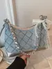 Bolso de Hombro de Moda Trendy para Mujer Primavera 2026, Bolso de Axila de Cadena de Pedrería de Alto Valor, Bolso Cruzado Texturizado para el Trabajo