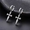 Brincos de Cruz de Zircônia para Homens, Estilo Rock, Luxo Leve, Brincos de Design Europeu e Americano de Alta Qualidade, Presilhas de Orelha para Mulheres, Acessórios da Moda