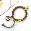 Pulsera Thangka Estilo Tíbet con Cinco Deidades de la Riqueza, Pulsera Tejida a Mano con Tara Verde y Cinco Santos, Pulsera Caja Gahu