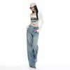 Jeans Retro Azules de Tiro Alto Rectos Ajustados para Mujer, Novedad Otoño Temprano 2026 Simples Básicos Casuales Versátiles Pantalones Rectos