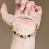 Pulsera Francesa Retro de Corazón con Perlas y Circonitas, Moderna y Versátil, Pulsera Sencilla, Lujo Ligero, Pulsera de Temperamento de Nicho