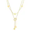 Moda coreana nueva joyería collar de doble flor colgante de borla lisa accesorios redondos cadena para clavícula de mujer con temperamento