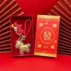 Chaveiro mais vendido de ouro puro 999 "Fique Rico Logo", pingente de cavalo de desenho animado fofo para o Ano do Cavalo, perfeito para atrair clientes e presentear
