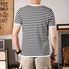 Xia Xin - Camiseta de manga corta para hombre, estilo informal, ligero, maduro, a rayas, de moda, ajustada, de seda, talla grande