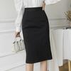 Saia Feminina de Outono para o Trabalho Cintura Alta com Bolsos Cor Sólida Fenda Lateral Saia Lápis Fashion para Mulheres Plus Size