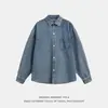 Camisa de mezclilla larga estilo retro original para hombre, nueva colección otoño 2025, corte holgado estilo japonés, chaqueta camisa de mezclilla casual a la moda lavada